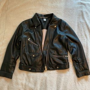 H&M Black Leather Jacket with Zipper Detailing